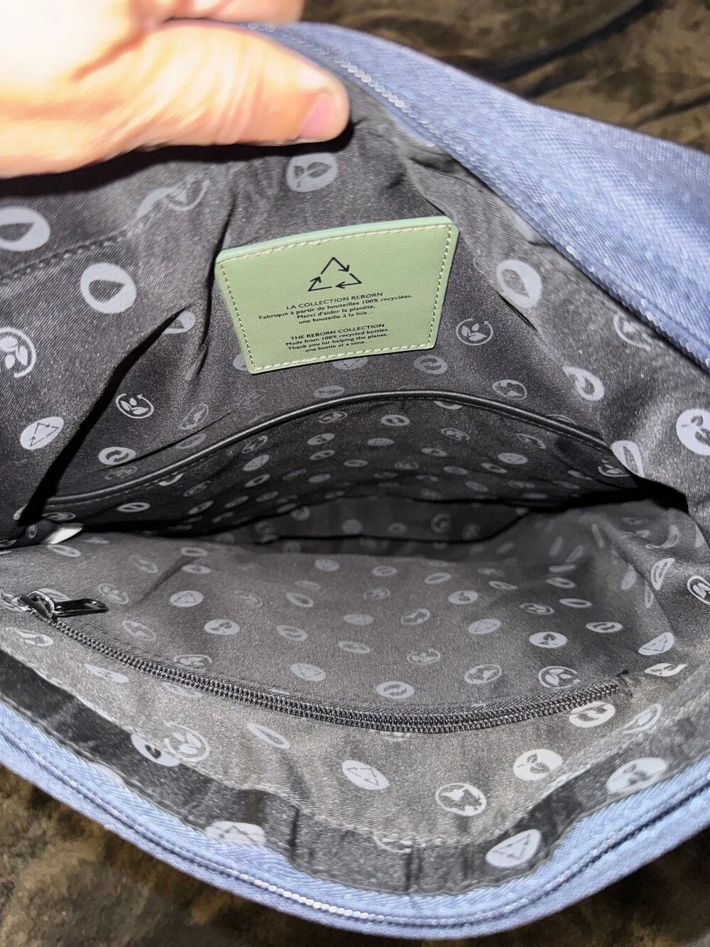REBARN Navy Polyester Backpack with Multiple Compartments